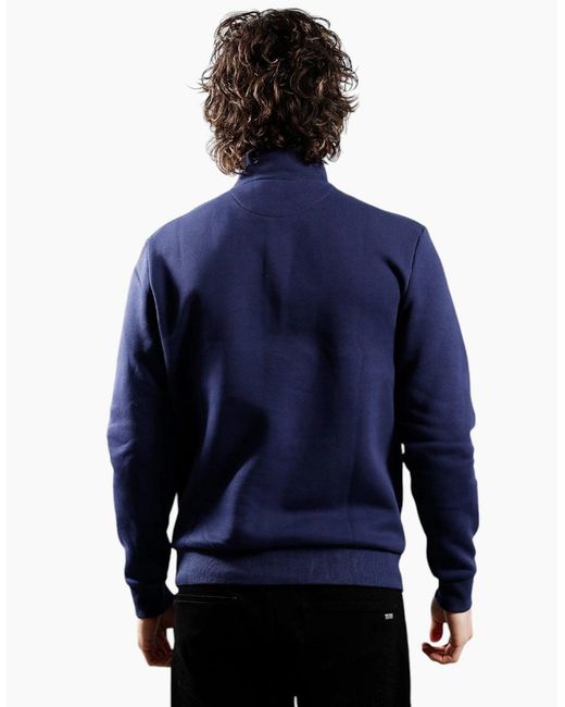 Lyle & Scott Blue Lyle & Scott Ml2022V Loopback Half Zip High Neck Jumper Winter Sweatshirt for men