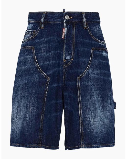 DSquared² Blue Dark Semplice Carpenter Shorts for men