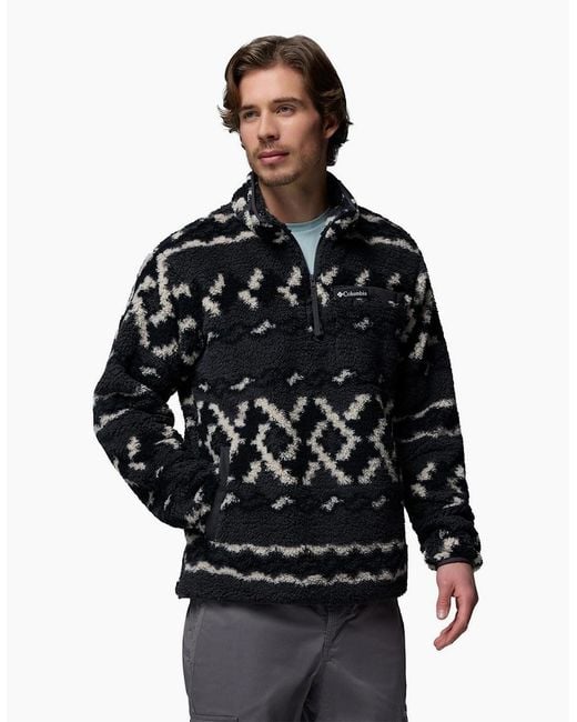 Columbia Black Rugged Ridge High Pile Half Zip Fleece Pullover for men