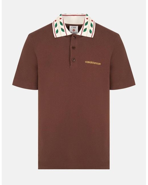 Casablanca Brown Laurel Pique Polo for men
