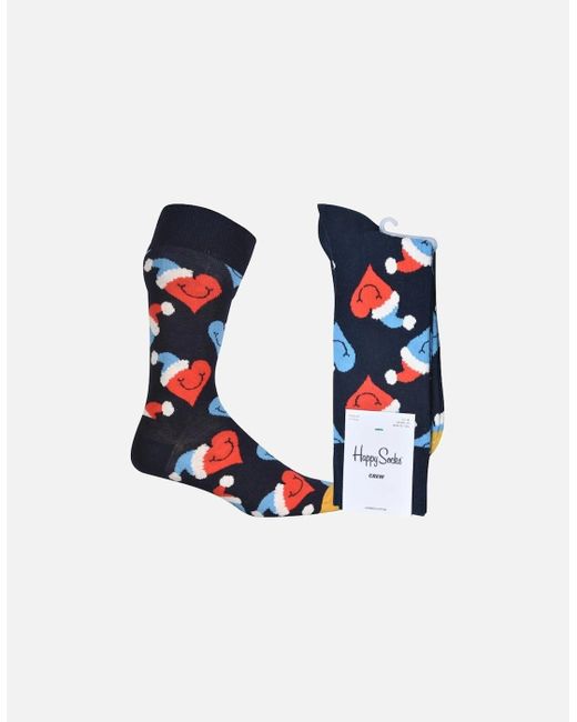 Happy Socks Blue Santa Love Smiley Socks, /Multi for men