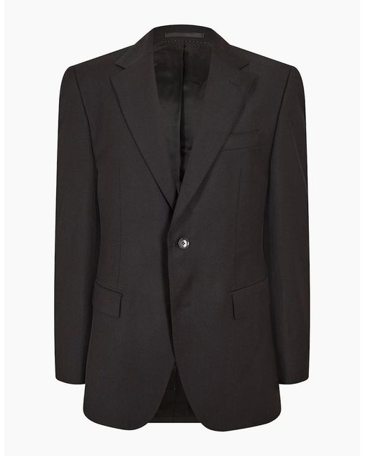 Boss Black Solid Patterned Notch Collared Blazer With Flap And Chest Pocket for men