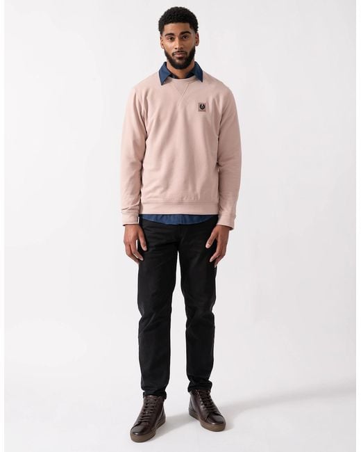 Belstaff Green Crew Neck Sweatshirt With Logo Patch for men