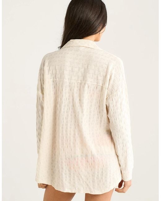Gini London Natural Textured Oversized Long Sleeve Shirt