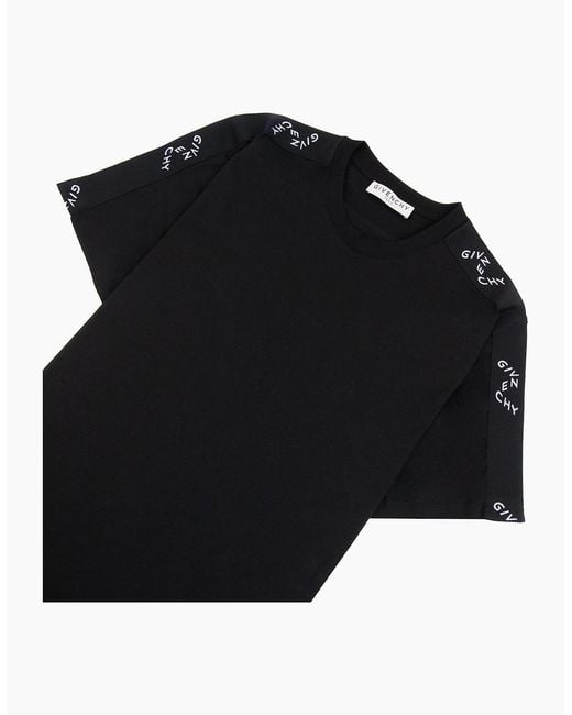 Givenchy Black Refracted Logo-Tape Cotton T-Shirt for men
