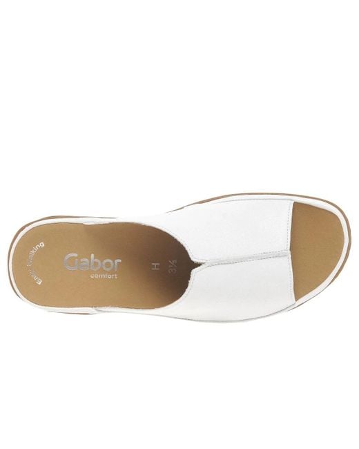 Gabor White Idol Leather Wide Fit Mules