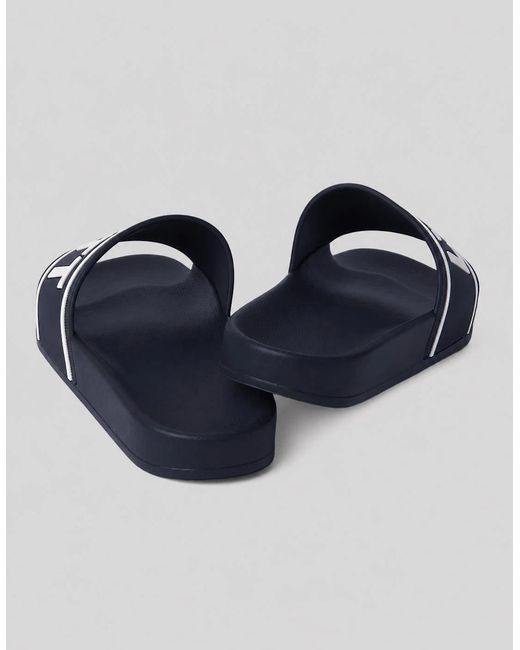 Lyle & Scott Blue Logo Strap Slides for men