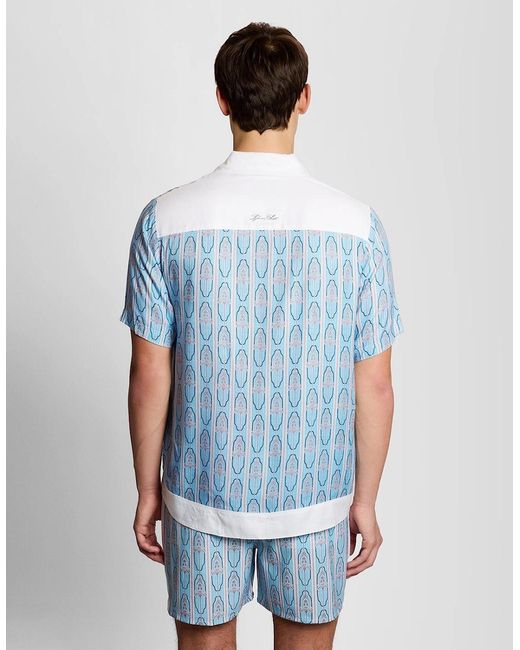 Lyle & Scott Blue Short Sleeve Floral Graphic Shirt for men
