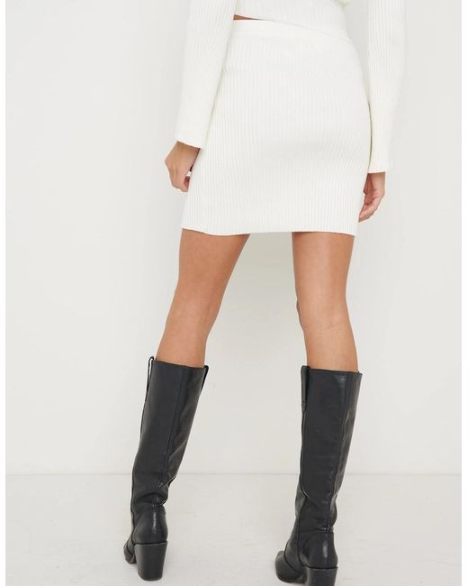 Pretty Lavish White Lakelyn Wrap Mini Knit Skirt