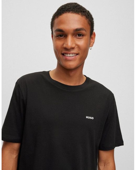 Boss Black Hugo Dero222 Cotton-Jersey T-Shirt With Logo Print for men