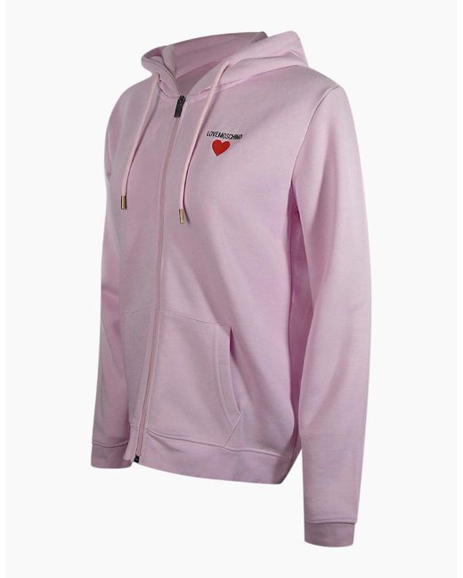 Love Moschino Purple Small Heart Logo Zip Hoodie