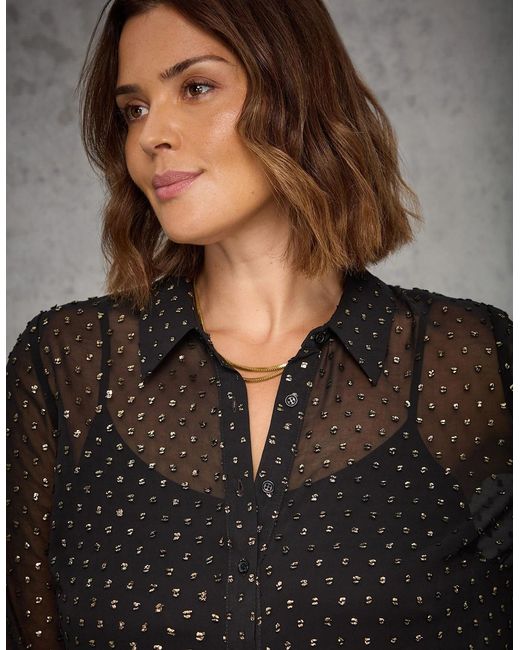 Live Unlimited London Black Metallic Spot Button Through Midaxi Dress