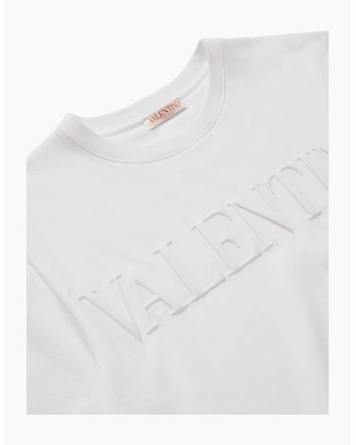 Valentino White Logo T-Shirt Embossed for men