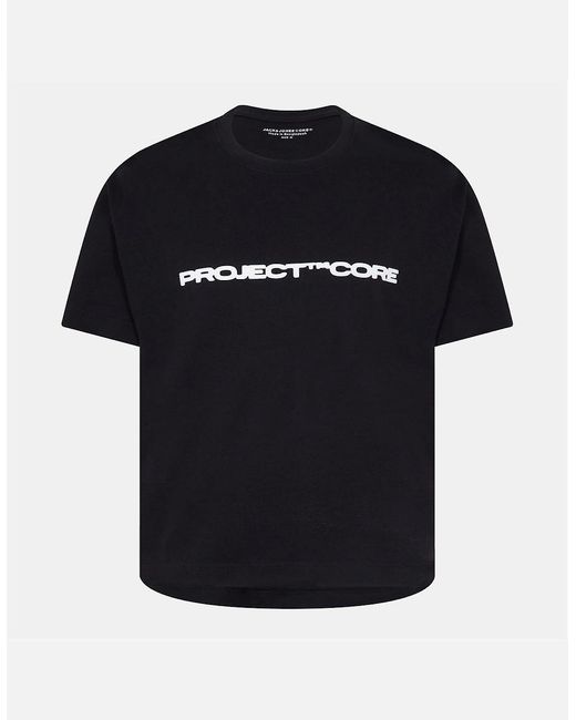 Jack & Jones Black Regular Fit Text Graphic T-Shirt for men