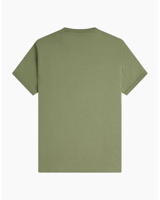 Fred Perry Green T Shirt Ringer Crew Neck Short Sleeve Summer Tee for men