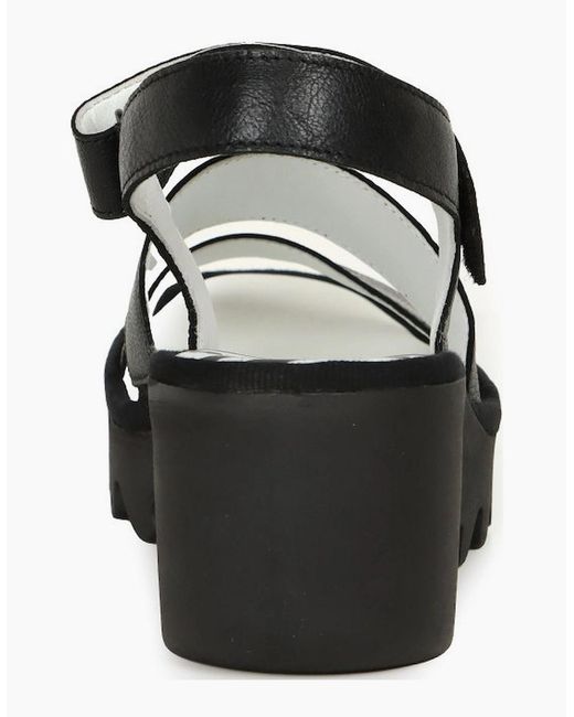 Fly London Black Bexy Wedge Heel Sandals