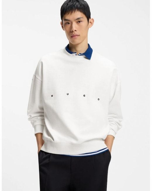 Boss White Hugo Darislong Sweatshirt 102 Natural for men