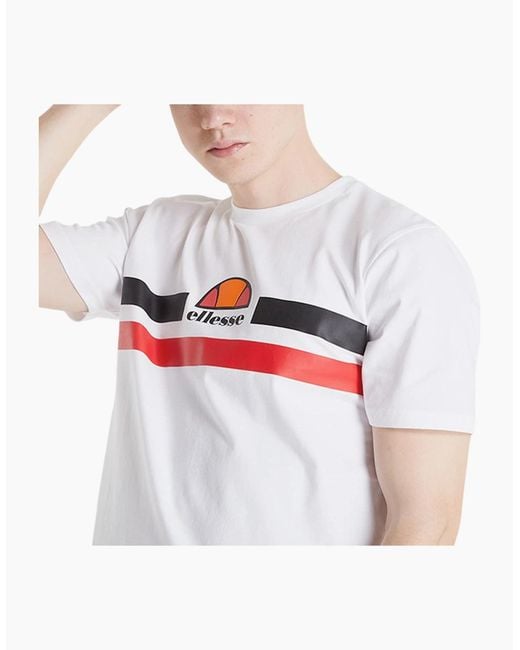 Ellesse White Aprel T Shirts Crew Neck Short Sleeve Cotton Summer Beach Tee Print