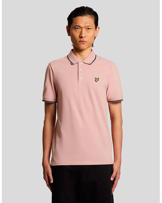 Lyle & Scott Pink Lyle & Scott Tipped Polo Shirt Grapefruit for men