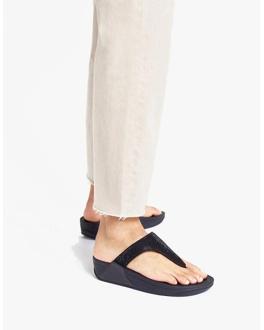 Fitflop Black Lulu Crystal Toe Post All
