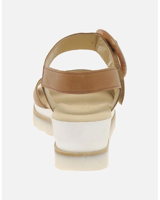 Gabor White Yeo Wedge Mid Heel Sandals