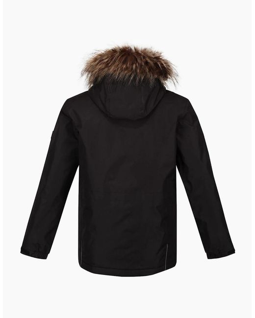 Regatta Black Tynley Solid Patterned Hooded Parka Jacket