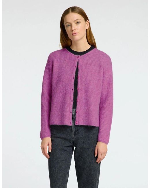 SELECTED Purple Femme Sia Ras Long Sleeve Knit O-Neck Cardigan First Bloom