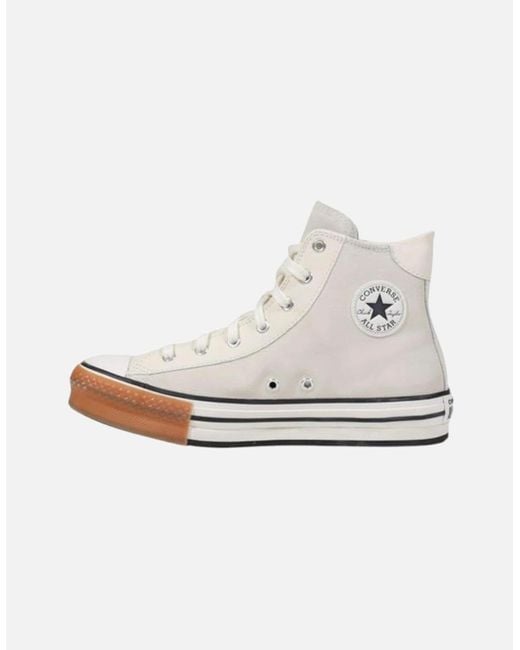 Converse White Leather Lace-Up Sneakers With Rubber Sole