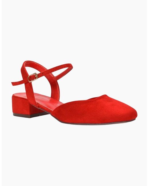 XY London Red Ladies Hilary Strappy Low Heel Court Shoes