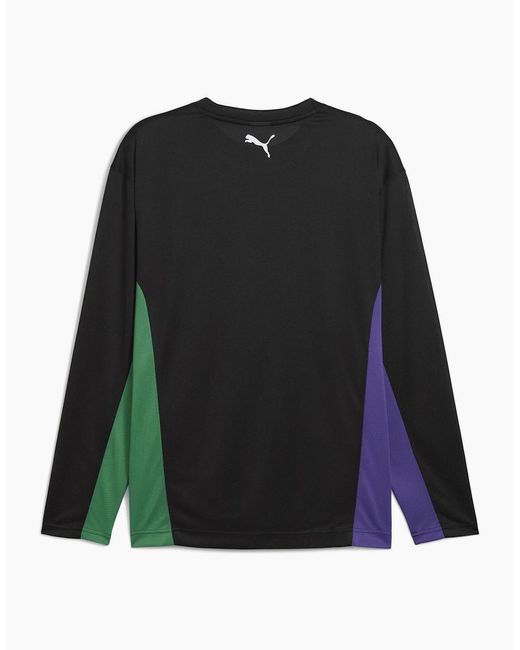 PUMA Black Hoopaverse Shooting Long Sleeve Performance Gym Top for men