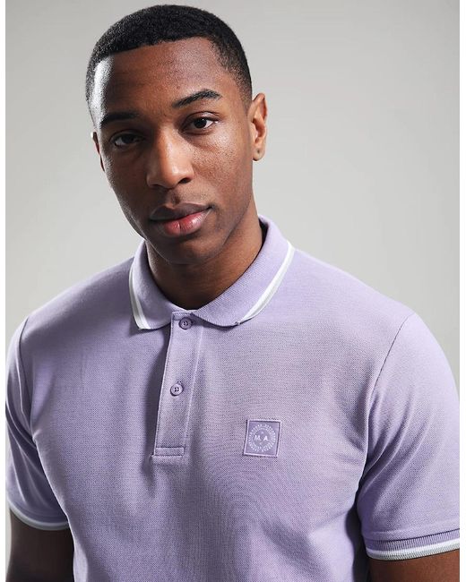 Marshall Artist Purple Siren Tipped Polo Shirt for men