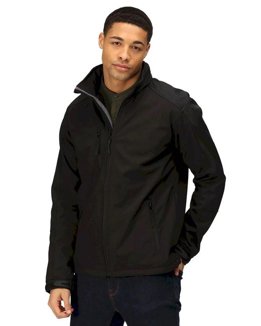 Regatta Black Hydroforce 3-Layer Membrane Waterproof Breathable Softshell Jackets for men