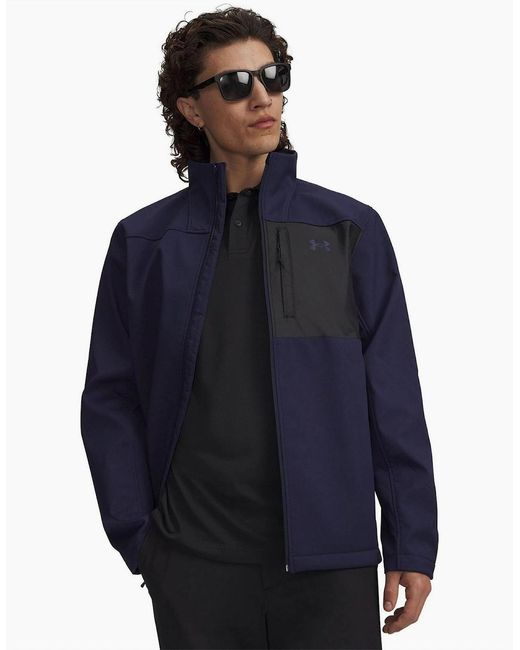 Under Armour Blue Solid Patterned Training Jacket With Woven Cuff And Printed Logo for men