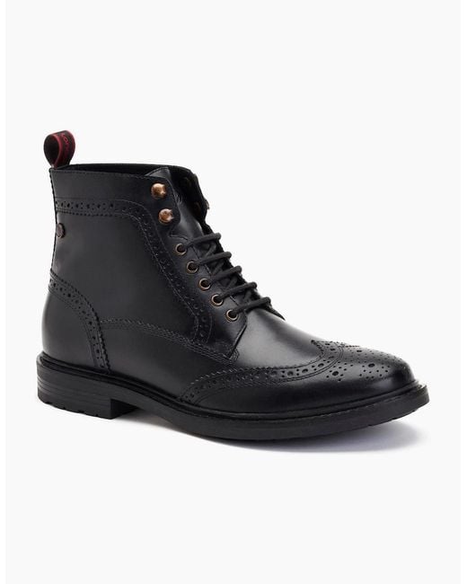 Base London Black London Dealer Leather Ankle Boots for men