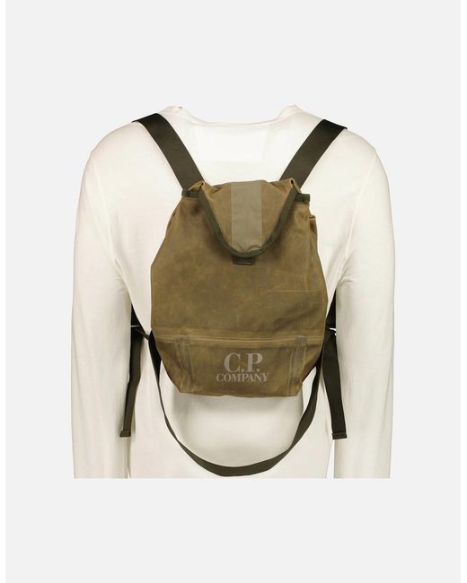 C P Company Green Tyred Logo Backpack for men