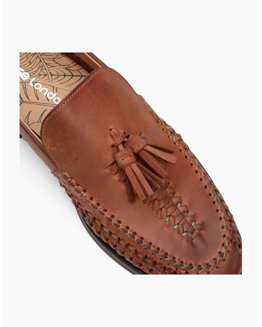 Base London Brown London Bracken Leather Tan Loafers for men