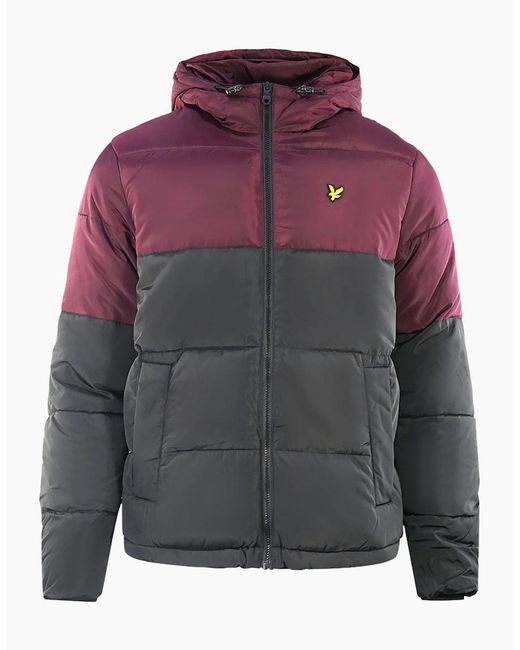 Lyle & Scott Gray Lyle & Scott Colourblock Puffer Jacket for men