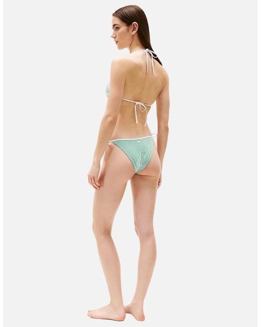 Tommy Hilfiger Blue Seersucker Stripe Triangle Bikini Top, Radiant