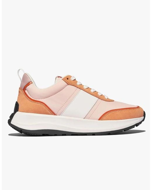 Fitflop Pink F-Mode Flow Trainers Peachy/Clay Mix