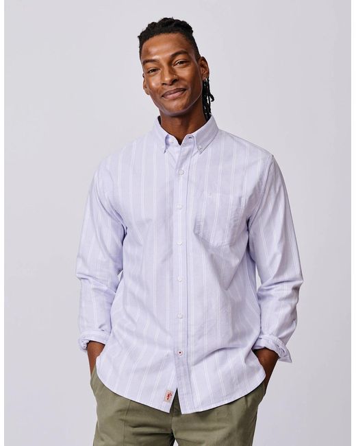 aubi Purple Aldridge Oxford Button Down Shirt for men