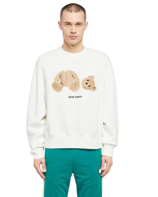 Palm Angels White Kill The Bear Crew Sweatshirt for men