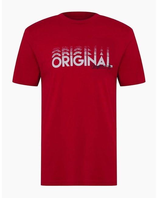 Original Penguin Red Penguin Lettering Crew Neck T-Shirt for men