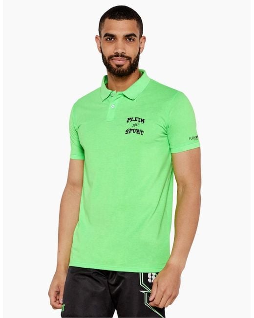 Philipp Plein Green Plein Sport Scratch Logo Polo Shirt for men