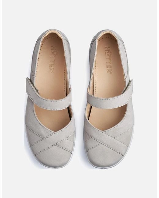 Hotter Gray Hope Wide Fit Mary Jane Shoes