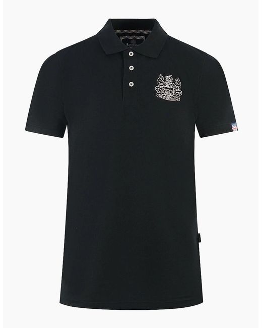 Aquascutum Black Branded Sleeve Polo Shirt for men