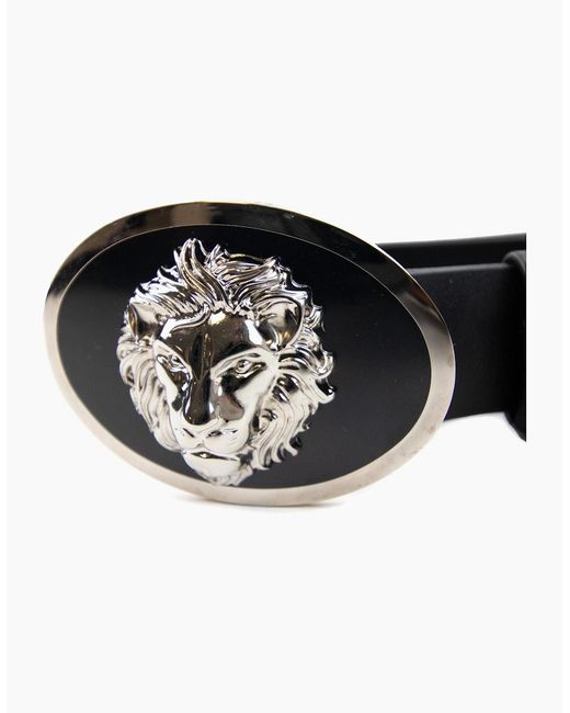 Versus  Black Versace Versus Oval Lion Buckle Belt for men