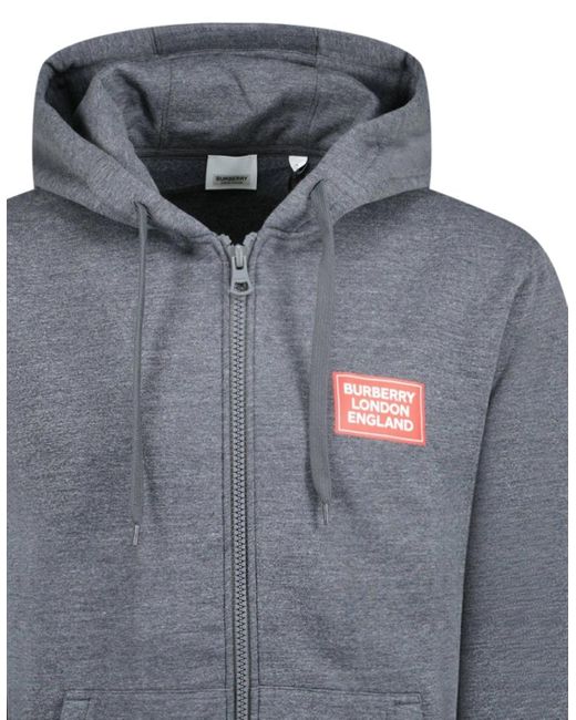 Zipper Burberry London Hoodie Grey Burberry 'Hove' Logo Hoodie Zip