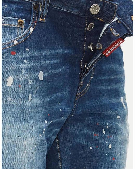 DSquared² Blue Dsq2 Patch Ripped Skater Jeans for men