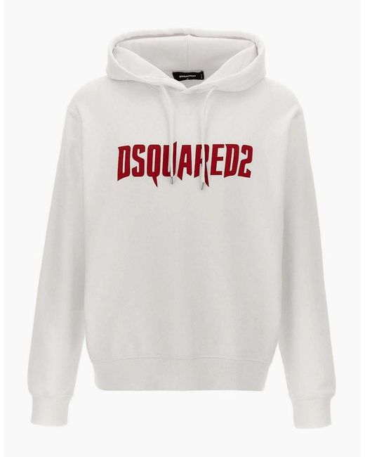 DSquared² White Horror Logo Hoodie for men