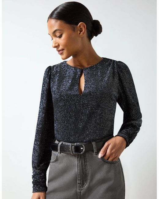 Ro&zo Blue Velvet Sparkle Bodysuit